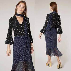 RIXO London Angie Wide Necktie Blouse